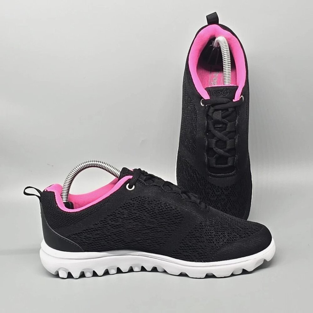 Propet Travelactiv Black Pink XX Wide Fashion Sneakers Women's Size 7 XX(4E)